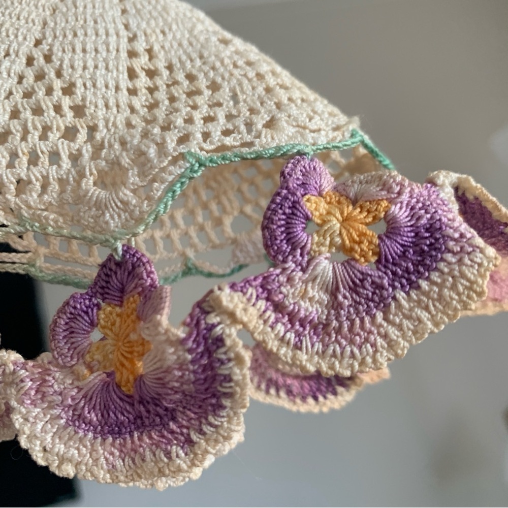 Handmade Crochet Doily with Purple Flowers - Picture 12 of 13